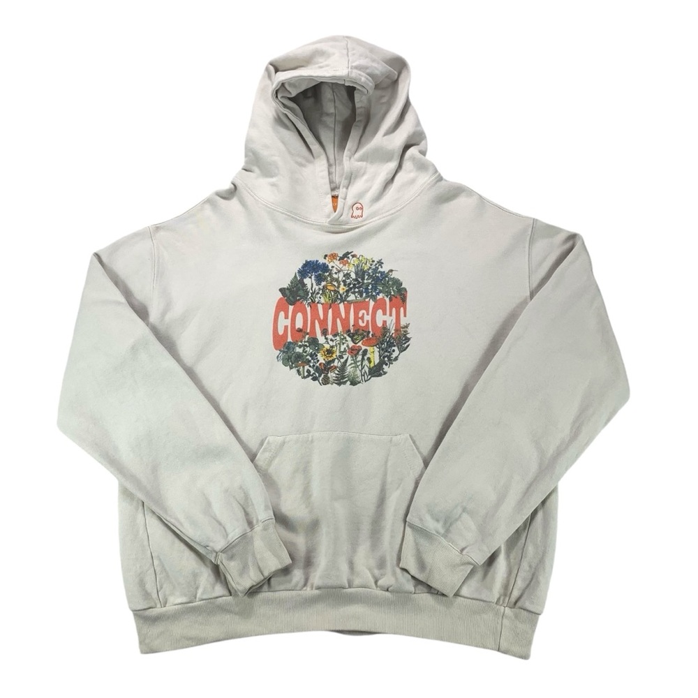 Lonely Ghost Size Small Connect Graphic Hoodie Oversized‎ Beige Butterfly